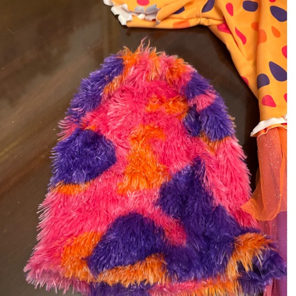 Monster Costume Dress Up Halloween Outfit Hat & Sleeves Orange Purple Kids - Picture 8 of 15